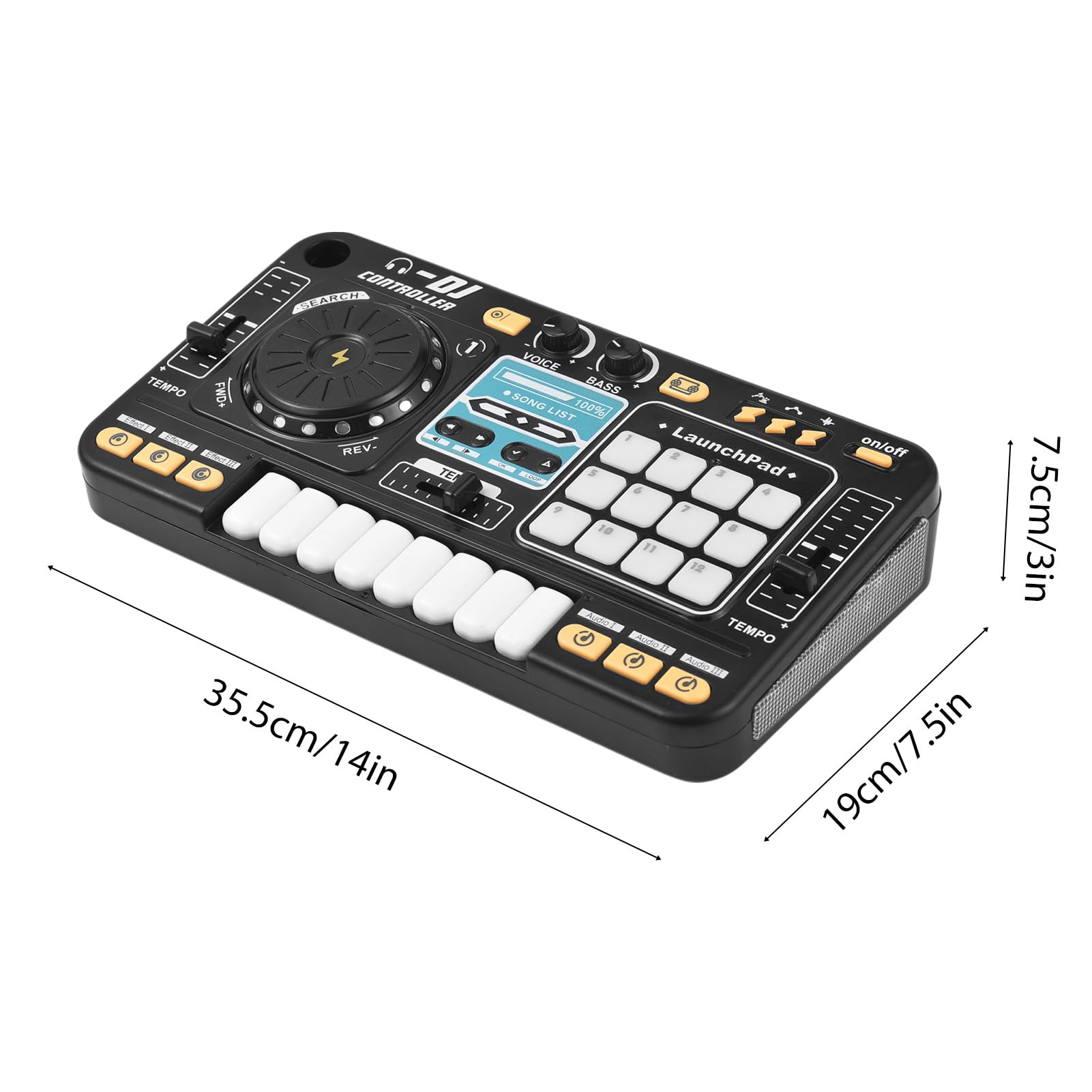 Controller DJ per bambini, lettore di disco, tastiera elettronica BT DJ mixer tavolo con microfono regolabile effetti di luce dinamici giocattolo per bambini musicale
