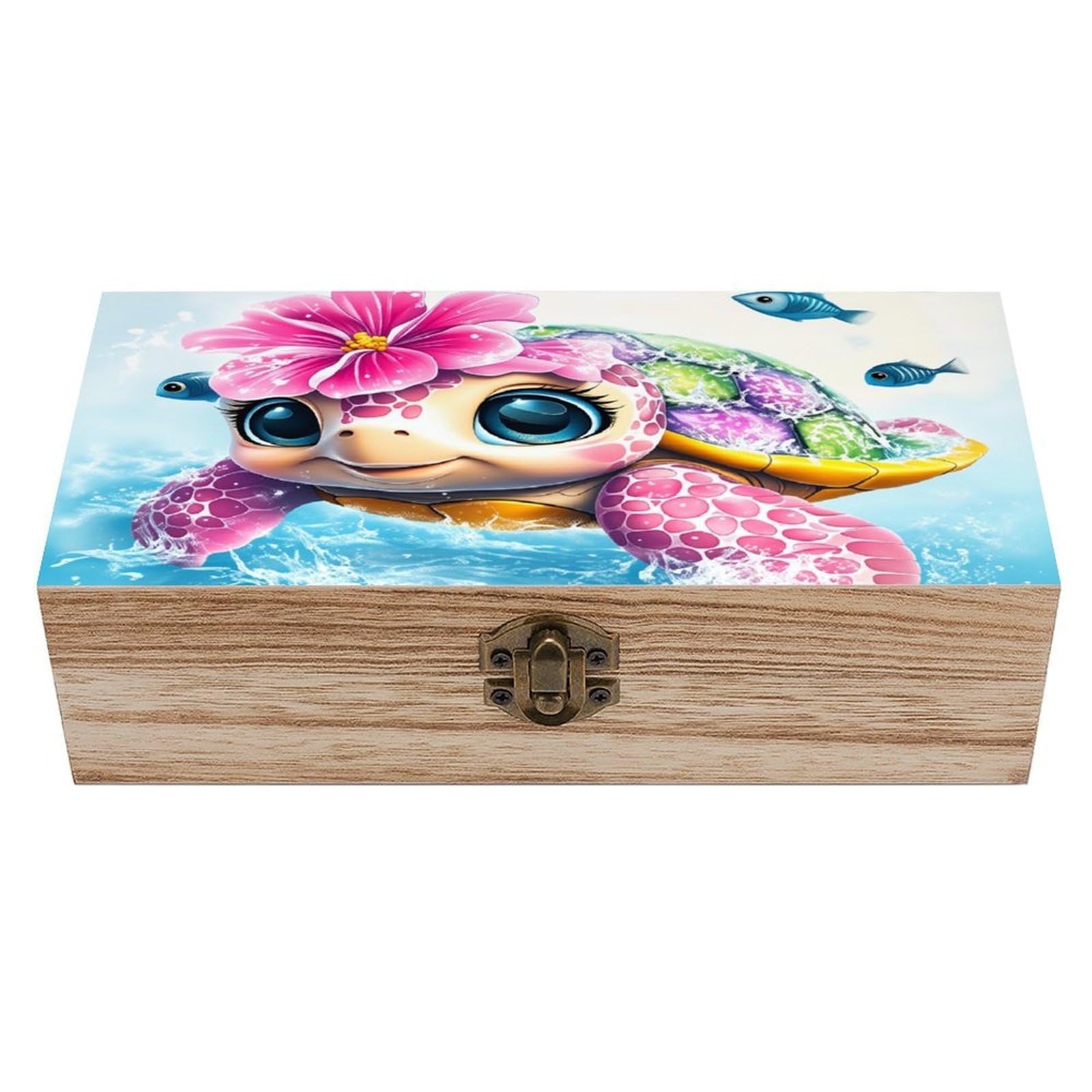 asbwuo Cute Turtle Vintage Wooden Keepsake Box