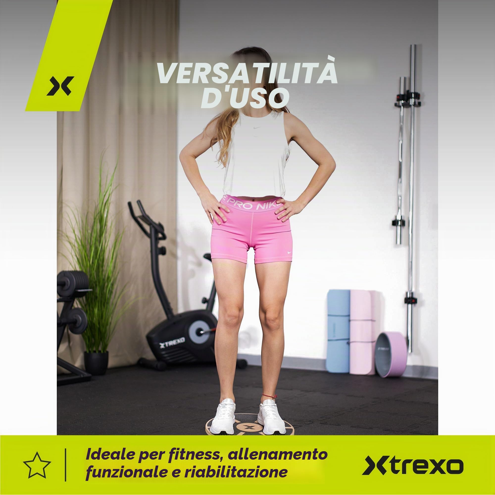 TREXO Balance Board in nero marrone, altezza 8 cm e diametro 38 cm, portata fino a 120 kg, superficie antiscivolo in legno e ABS