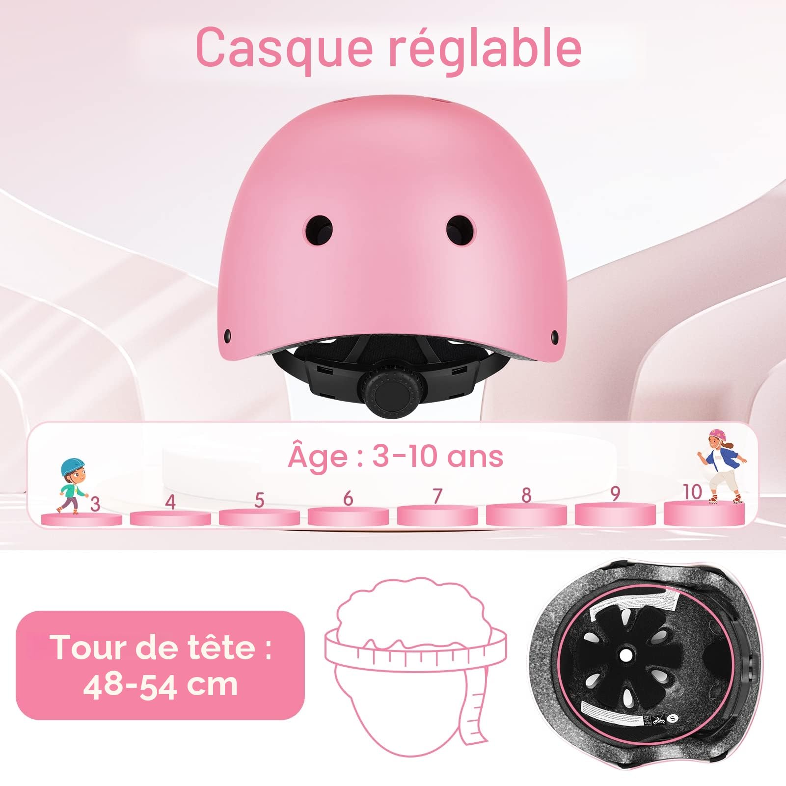 WayEee Protection Roller Enfant, Casque/Genouillères Enfant Ensemble de Protections, Equipement de Protection pour Roller, Skateboard, Vélo, Trottinette 3 à 10 ans