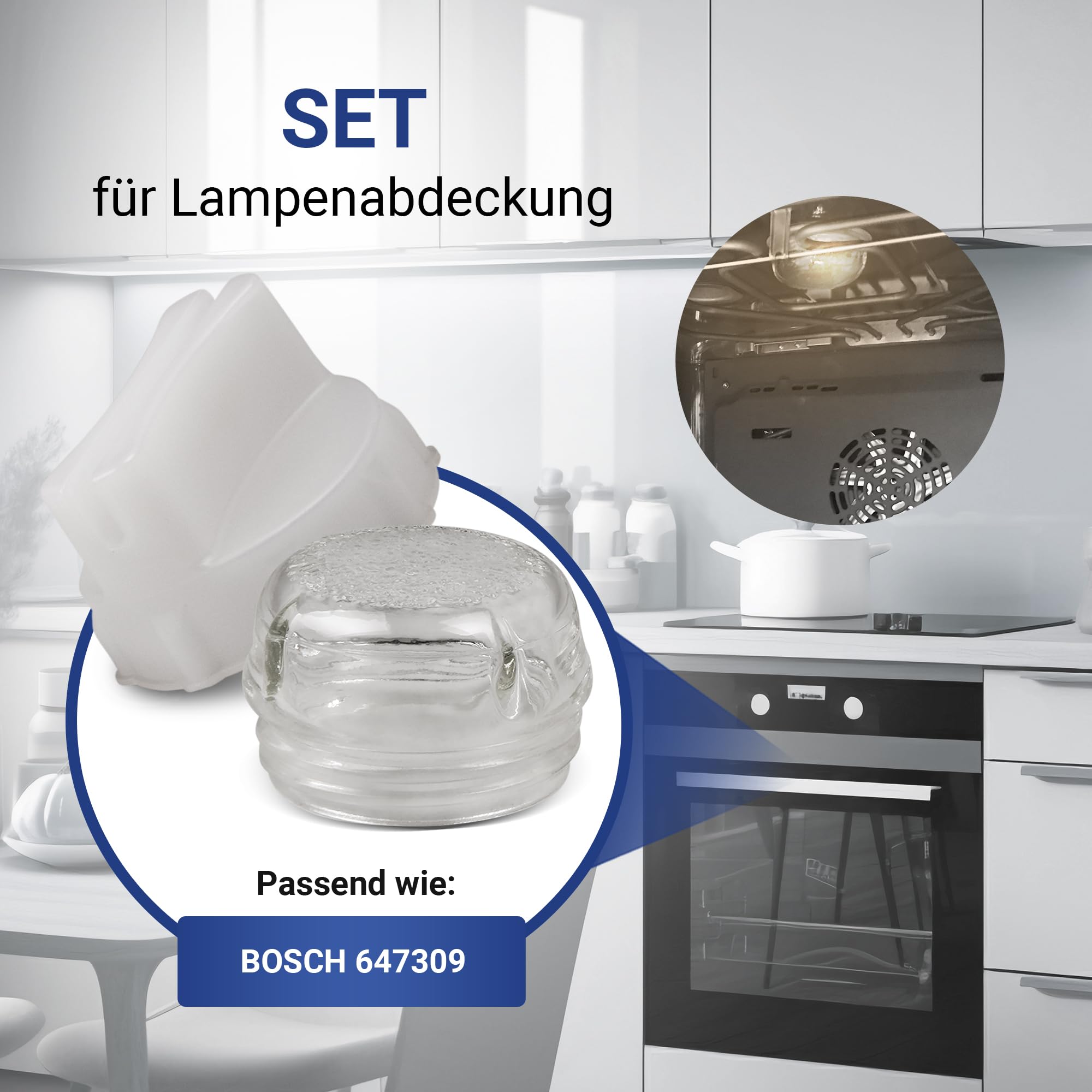 Lampenabdeckung Lampenkalotte Backofenlampe Ersatz für 00647309 Kalotte Ø68mm Glas Abdeckung Glühbirne für Backofen Backofenbirne 40W 300 Grad Lampe Herd