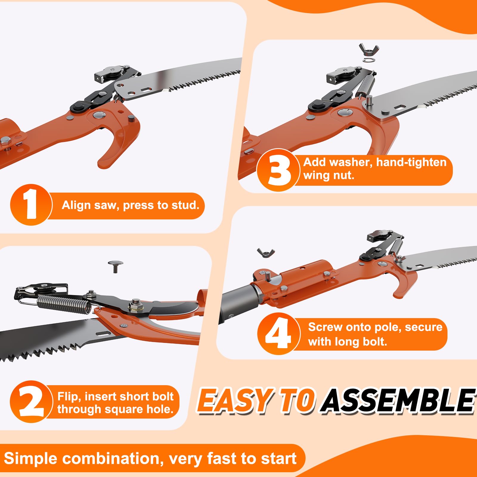 SISUPASSIE Cortadora de árboles de alcance de 26 pies, sierra telescópica con poste de extensión de 5 a 20 pies, podadora manual extensible para patio, jardín, patios