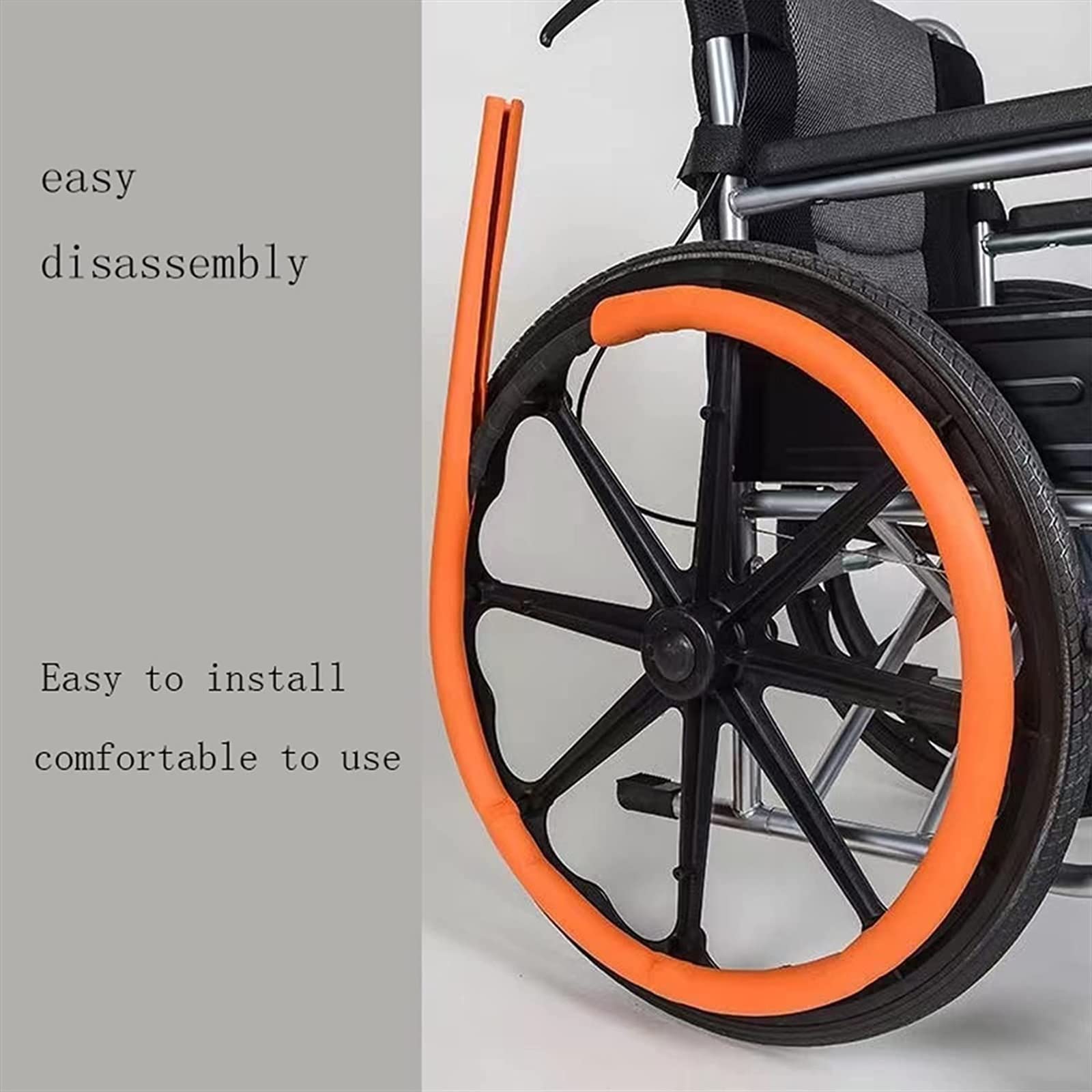 Funda para Empuje Manual, Fundas para Borde de Empuje para Silla de Ruedas, Funda Protectora de Silicona con Anillo de Empuje para Rueda Trasera para Silla de Ruedas, Se Adapta a Todas Las Sillas de