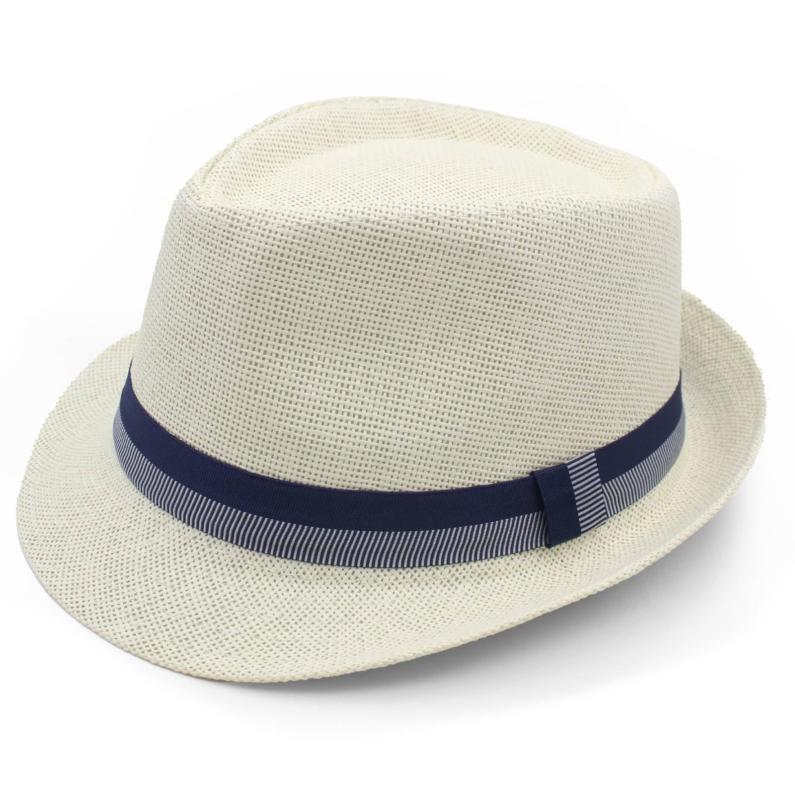LIDHAY Sombrero de ala corta, sombrero de paja estilo fedora para hombres y mujeres, sombrero de verano Derby Trilby, sombrero de playa