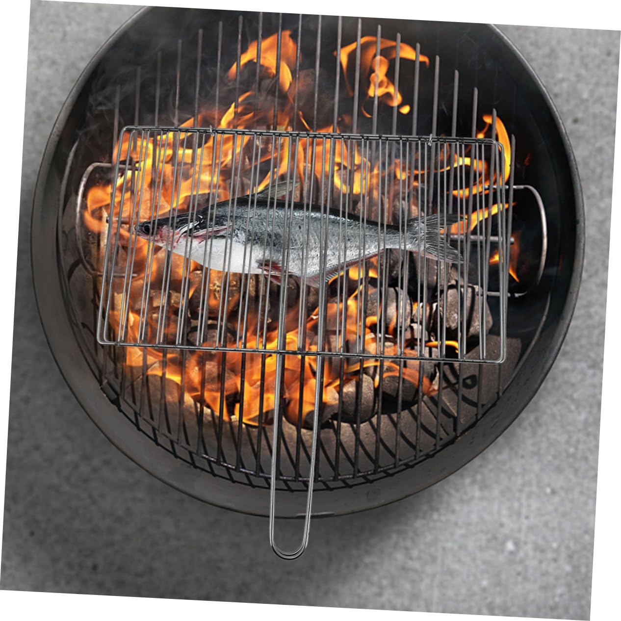 Toyvian Cestello per Grigliare in Acciaio Inox Spesso con Manico Ergonomico, Griglia per Pesce, Carne e Verdure per Barbecue All'aperto, Resistente e Multiuso per Campeggio e Patio