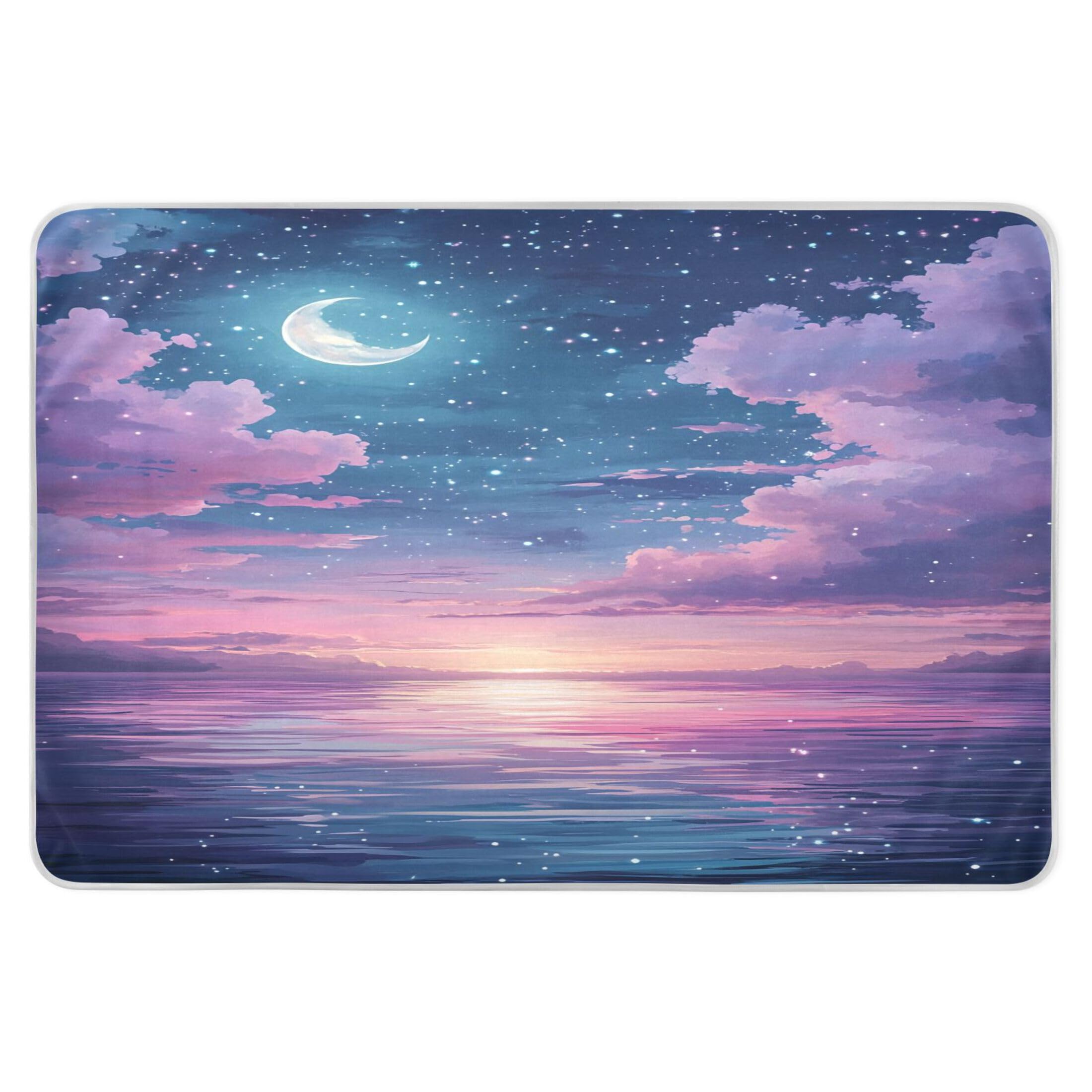 Takiito Starry Sky with Clouds Bed Pad Reusable Bed Underpad Washable Waterproof Leak-Proof Quick Dry Incontinence Pee Pad for Toddlers Kids Adults Pets 34x52 in