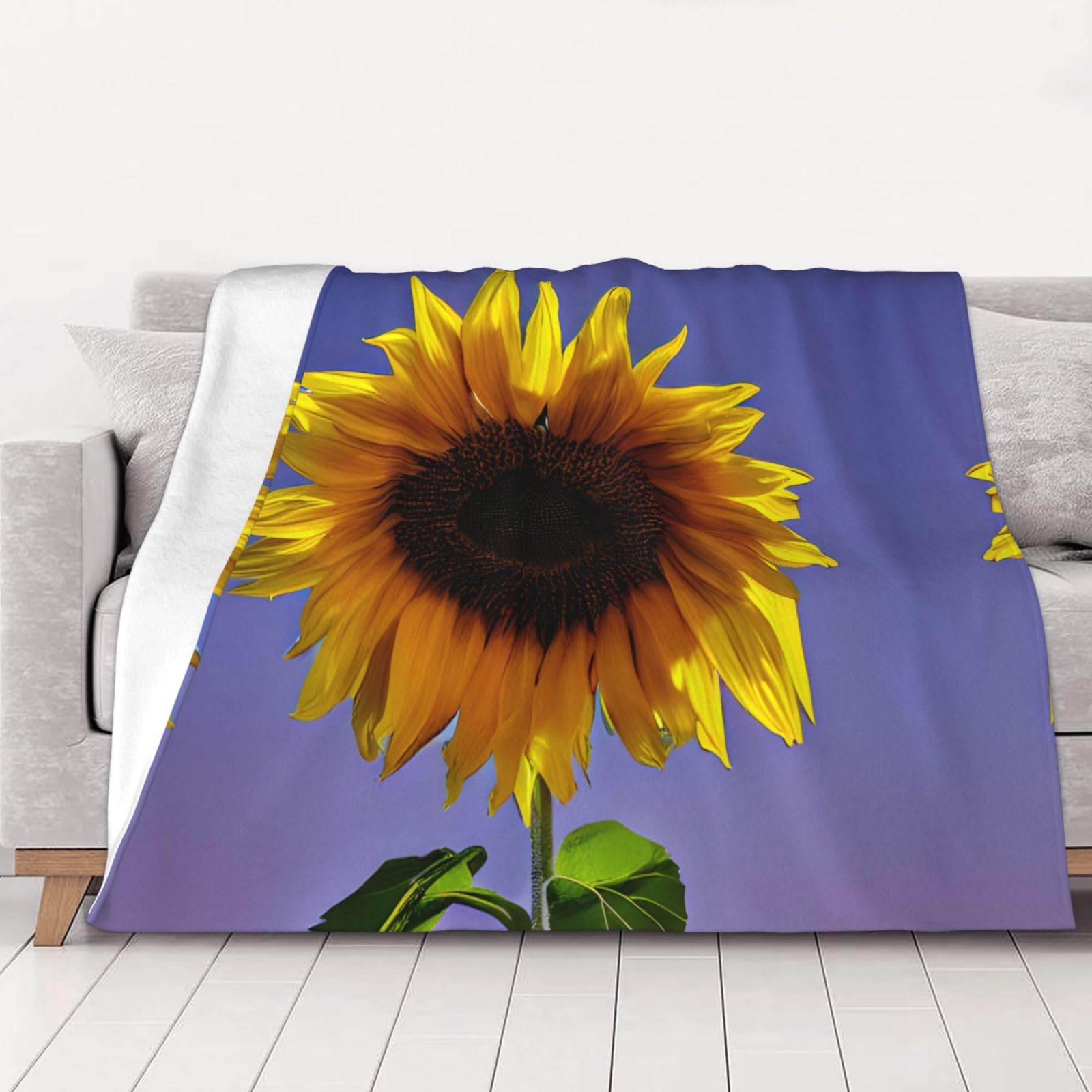 Couverture polaire imprimée tournesol plaid cadeau idéal lit et canapé