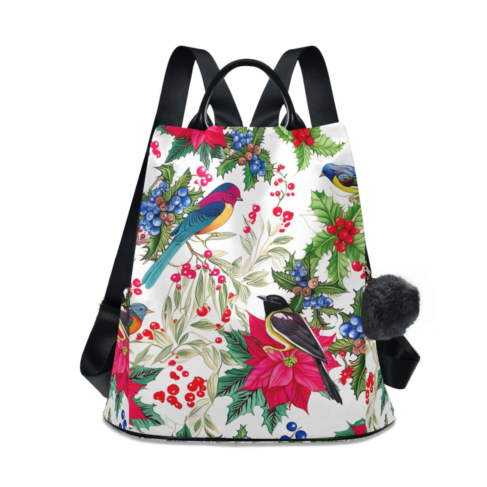 Mochila de viaje espaciosa con diseño de acebo para mujer 8