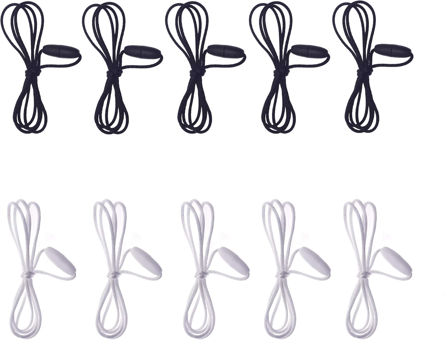 10Pcs Replacement Soft Stain 2.0mm Cords with Breakaway Clasp Nylon Cords and Safety Clasps for Beads Pendant Necklace and Jewelry Making Crafts Black/White