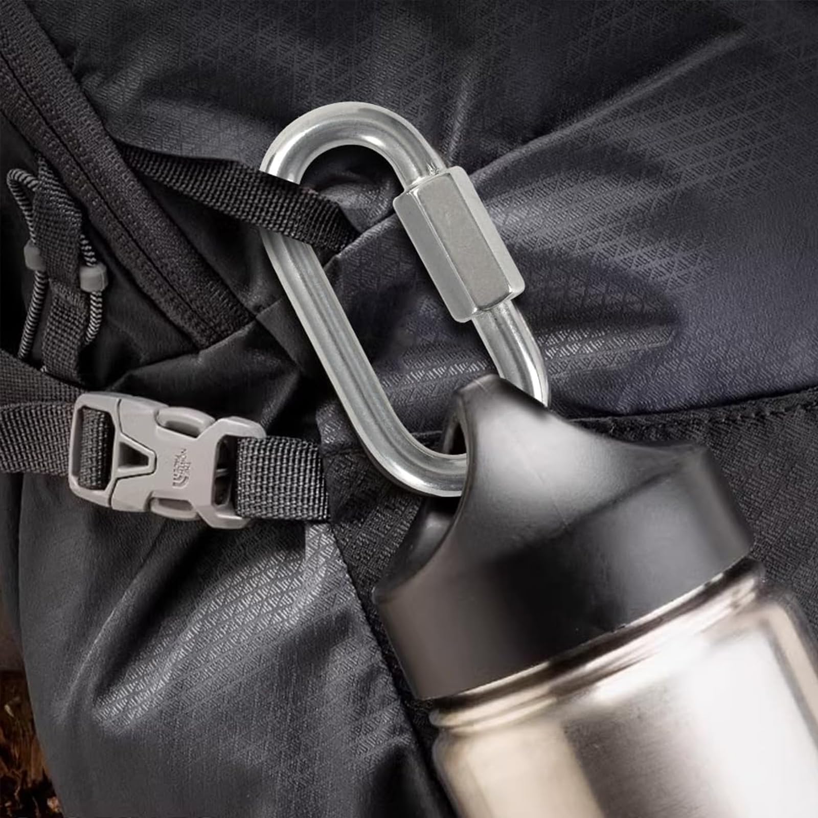 ORTAVA 4 moschettoni a vite, moschettone in acciaio inox, per esterni, altalena, campeggio ed escursionismo, catena in acciaio inox A2 V2