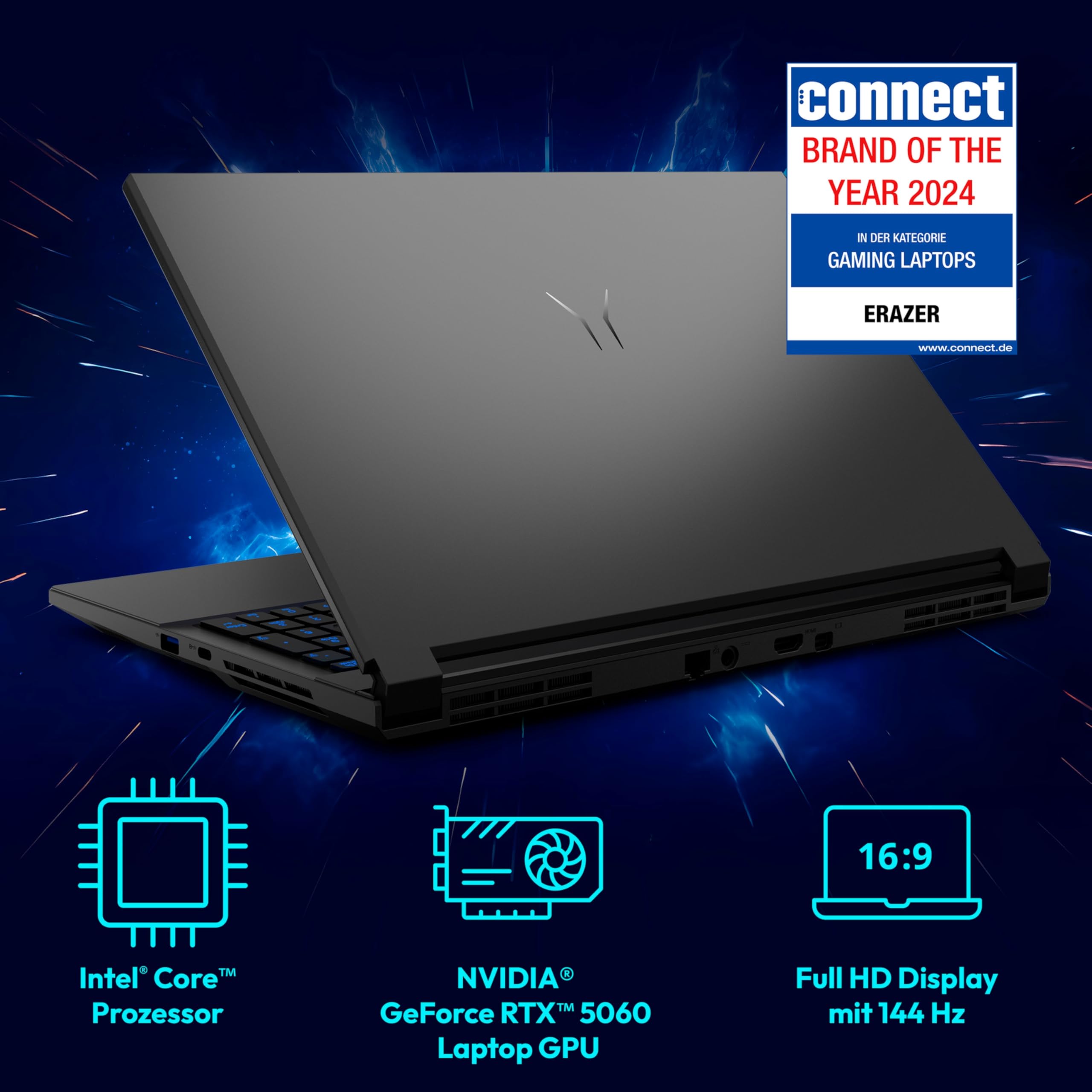 ERAZER Deputy 15 P1 39,6 cm (15,6" Zoll 144Hz) Full HD Gaming Laptop (Core 5 210H, GeForce RTX 5060 8GB GDDR7, 16GB DDR5 RAM, 1TB SSD, Windows 11 Home)