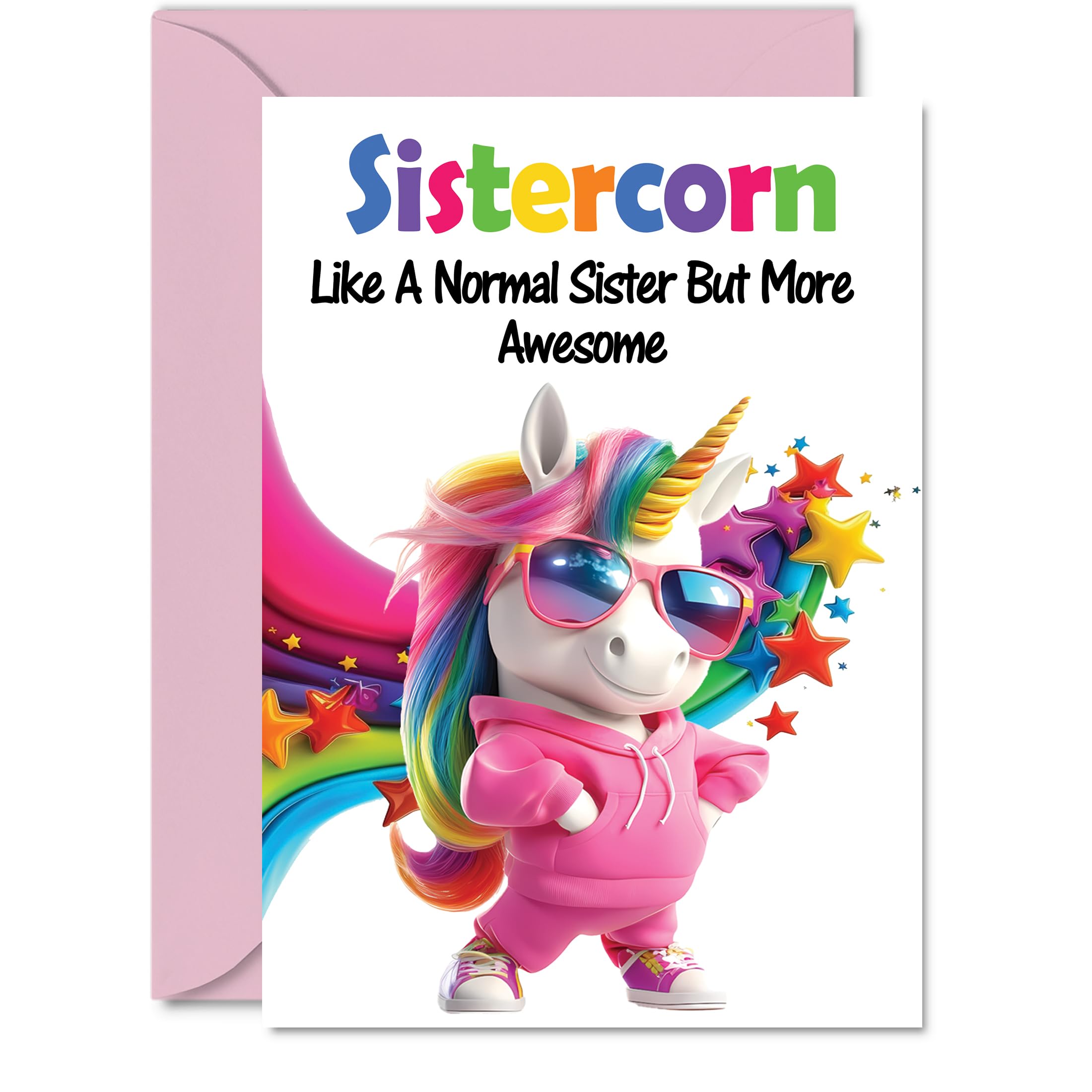 Sister Birthday Card - Awesome Sistercorn - Happy Birthday Card for Sister from Brother Sibling, A5 Unicorn Bday Greeting Cards