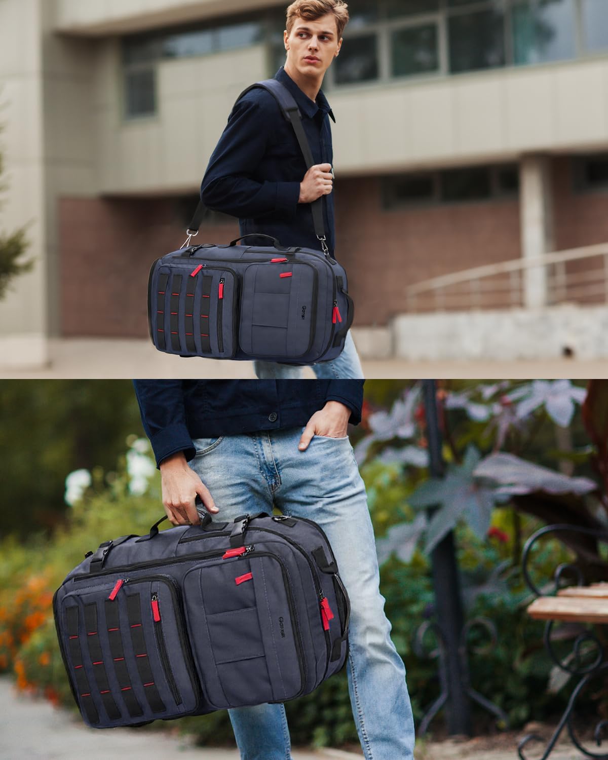 Gonex Travel Backpack, Large Carry-On Nylon Duffle Bag, 3-in-1 Convertible Laptop Bag for Men & Women, Durable for Work & Weekend Travel (Blue) - Image 8