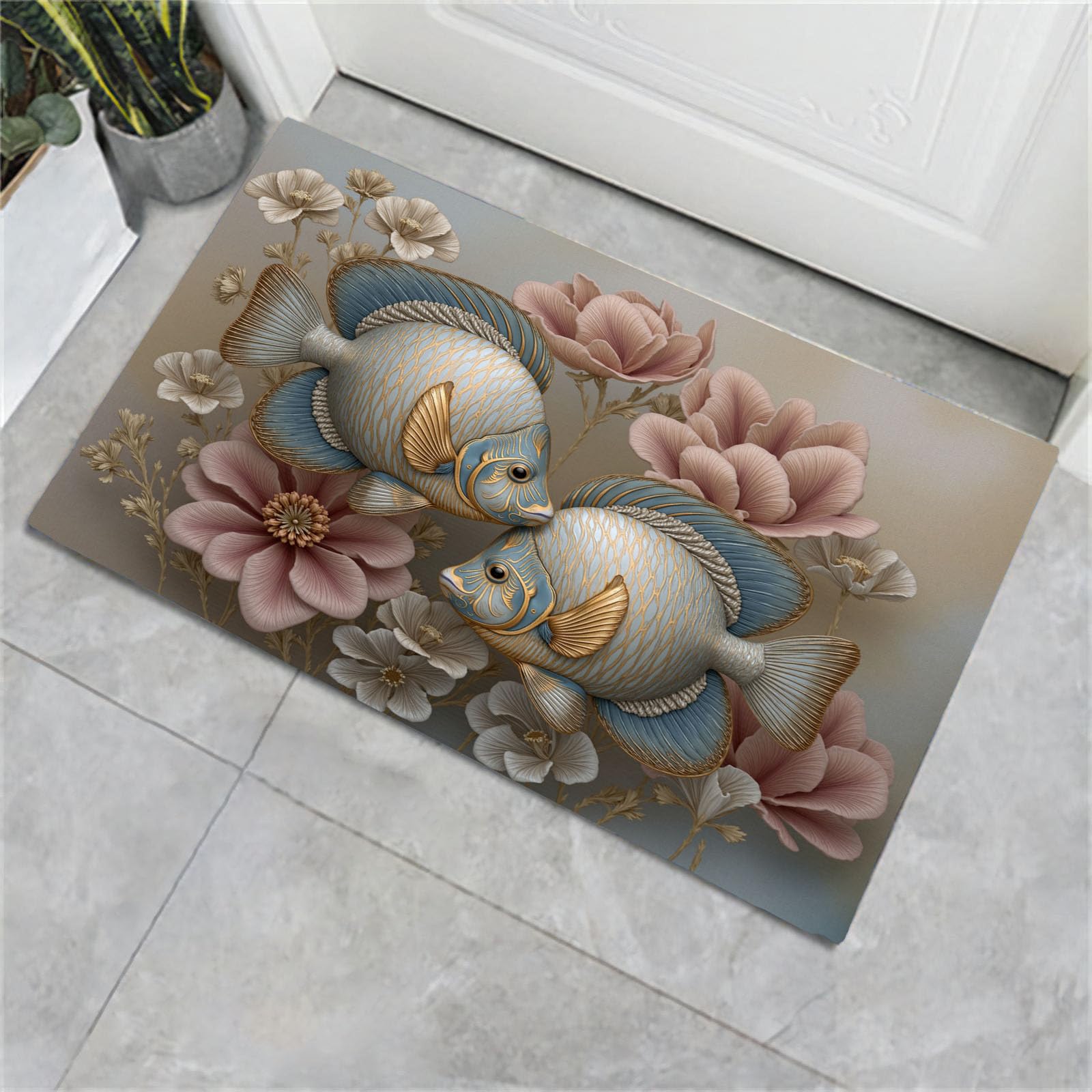 Felpudo entrada casa para perro alfombra absorbente marrón de 40x60