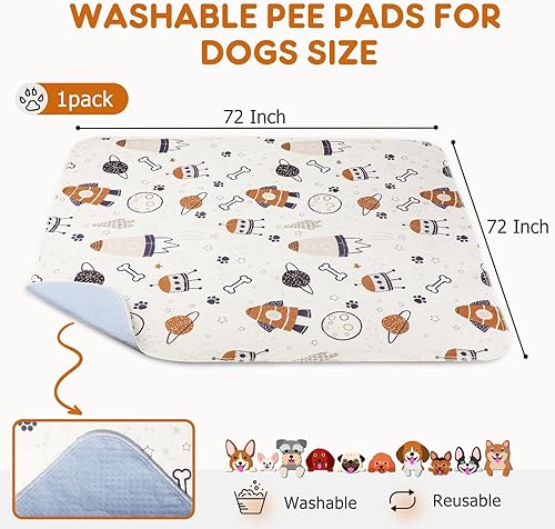Miniatura 2 de Siwa Mary Almohadillas lavables para orina de perros, 1 paquete de 72 x 72 pulgadas, almohadillas antideslizantes para perros, almohadillas