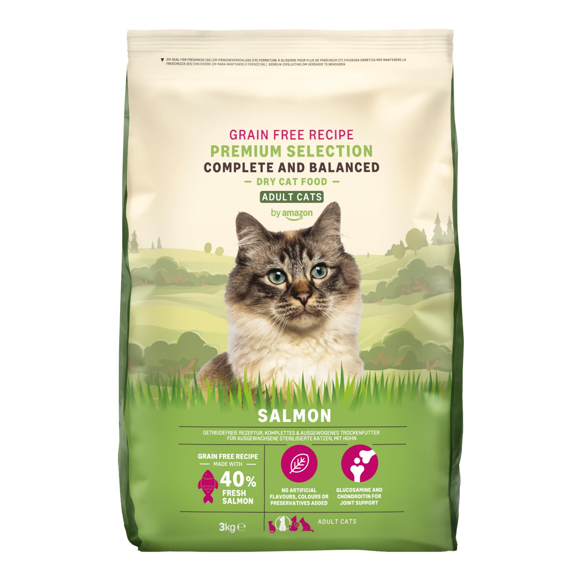 by Amazon Dry Cat Food for Adult Cats, Grainfree Recipe with Fresh Salmon, 1 Pack of 3kg (Previously a Lifelong brand, same product)
