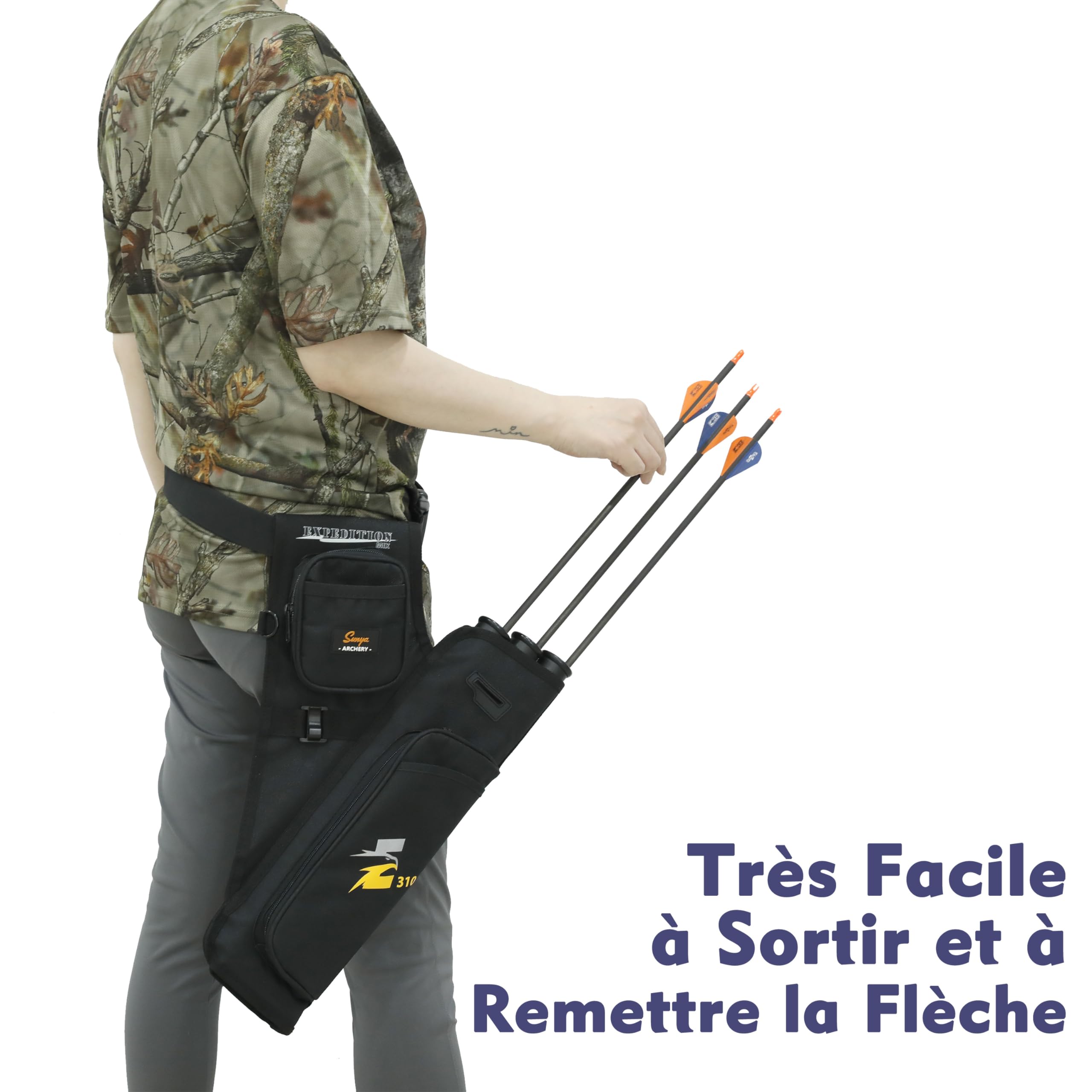 Sunya Carquois de flèche de tir à l'arc. Comprend des Poches pour Languette et libération et Une Ceinture en Nylon réglable. Convient pour la Pratique de l'arc à poulies et de l'arc Classique