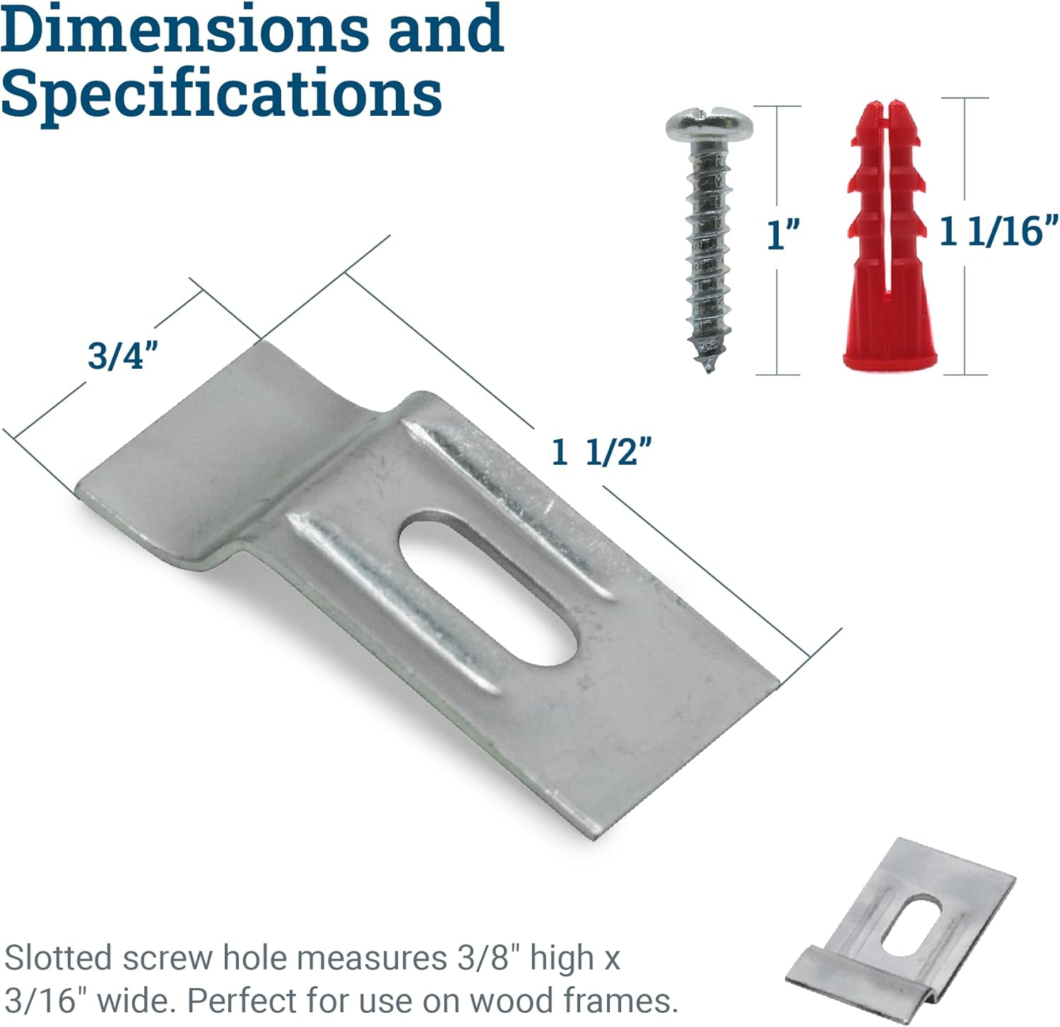 Picture Hanging Security Wall Support Brackets with Screws| Security Bracket, Screws and Anchors - 100 Pack