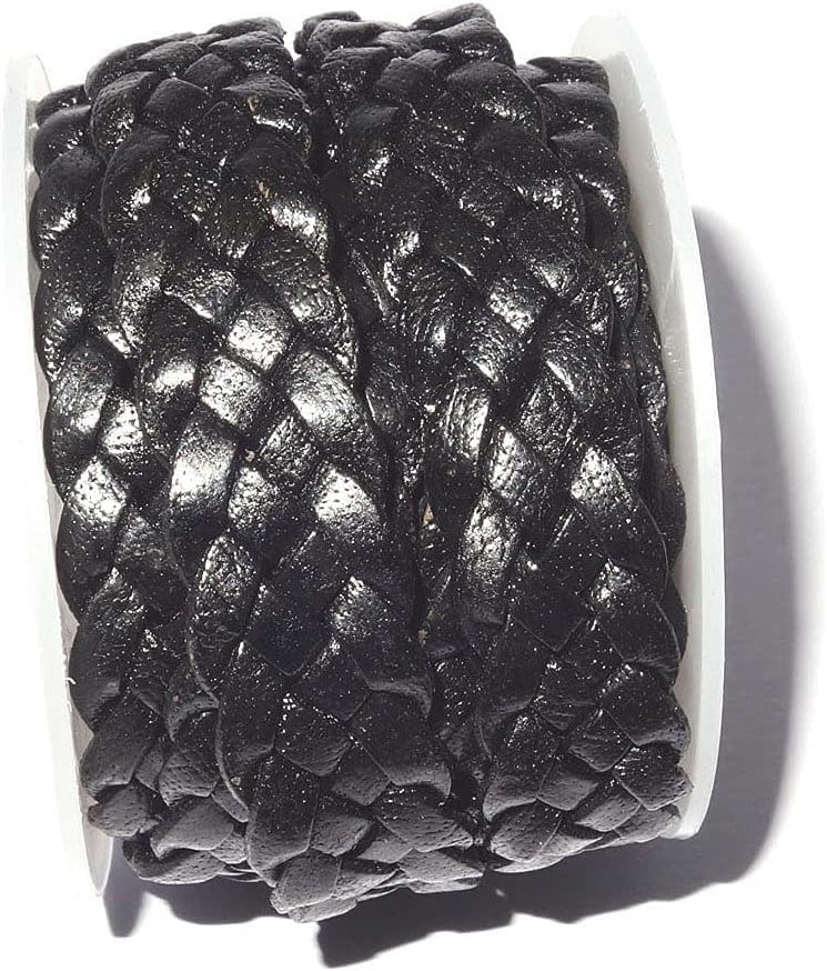 12mm 5 Ply Flat Braided Leather String Bolo Cord, Lace for Jewelry Making, Bracelets, Necklaces, Wraps, Crafts and Hobby Projects (Vintage Black, Roll of 2 Meters) - Image 7