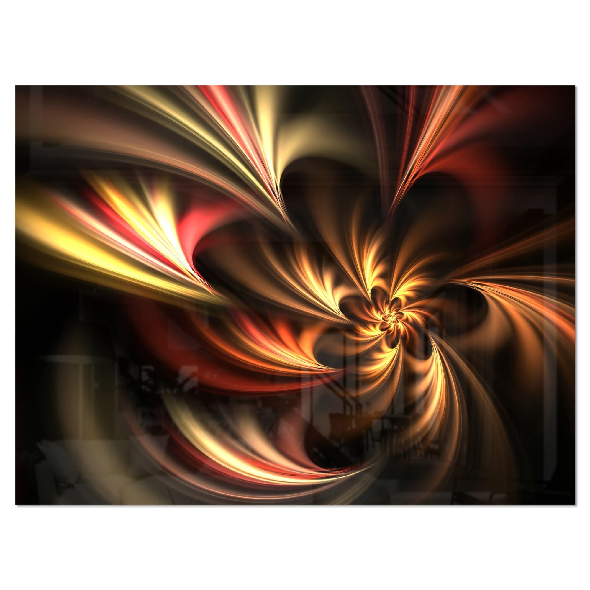 Amazon.com: Designart Glossy Yellow and Red Fractal Flower