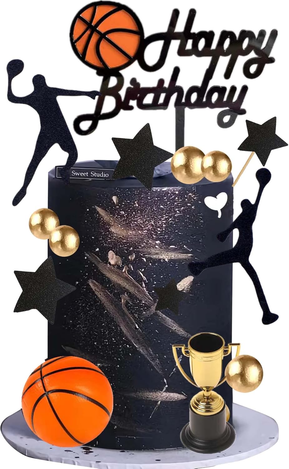 Basketball Cake Topper, 17pcs Basketball Cake Decorations For