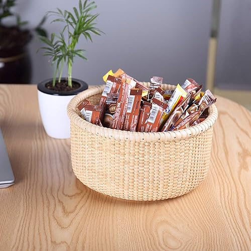 Miniatura 7 de Teng Tian Nantucket Cestas Caja Cesta Tejida Contenedor Tote Cubo Organizador Mano RattanStorage Cesta Fruta Bowl con Banana Hangergift (L)