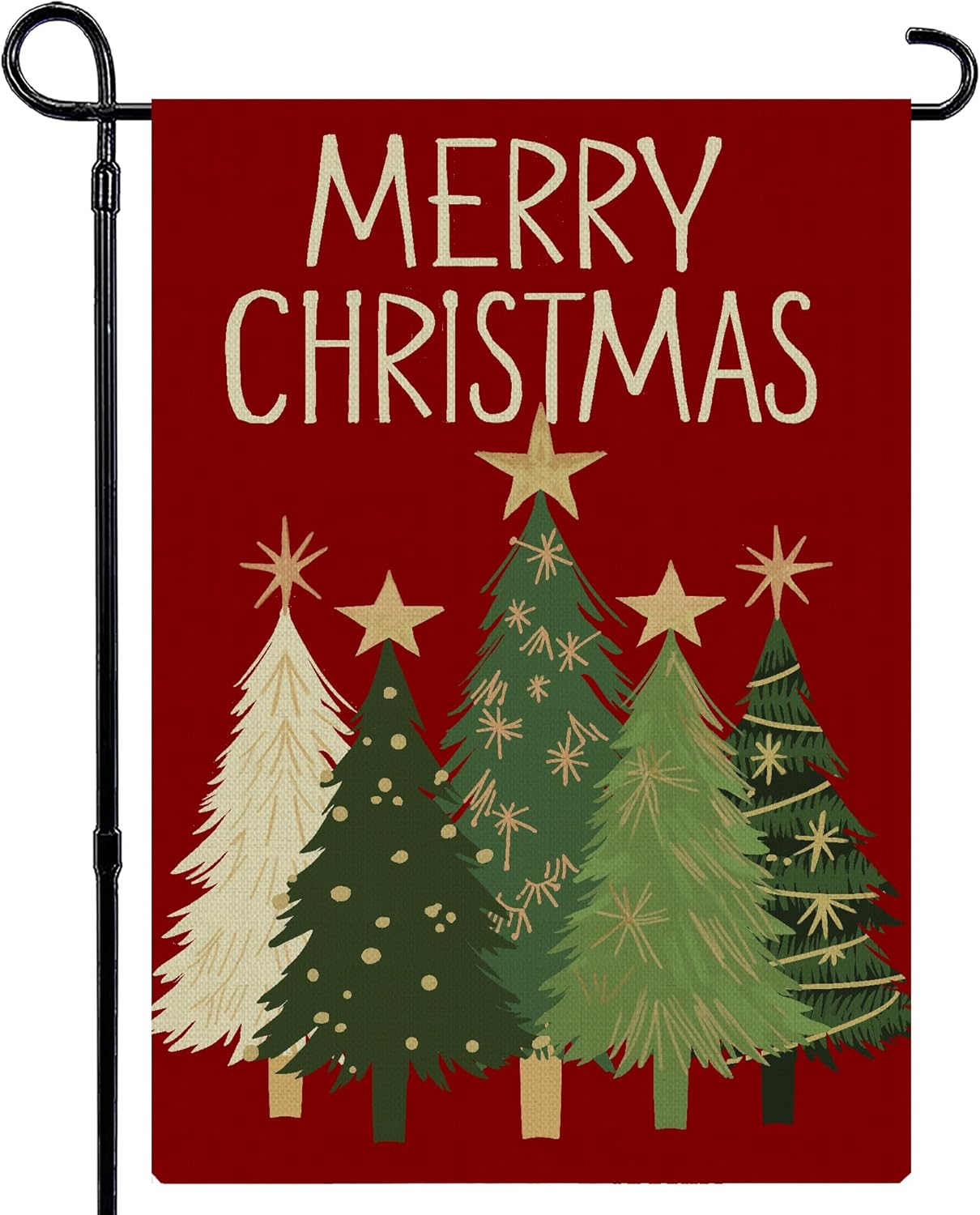 Merry Christmas Garden Flag 12x18 Inch Double Sided, Christmas Trees Winter Holiday Yard Flag Outdoor Decoration