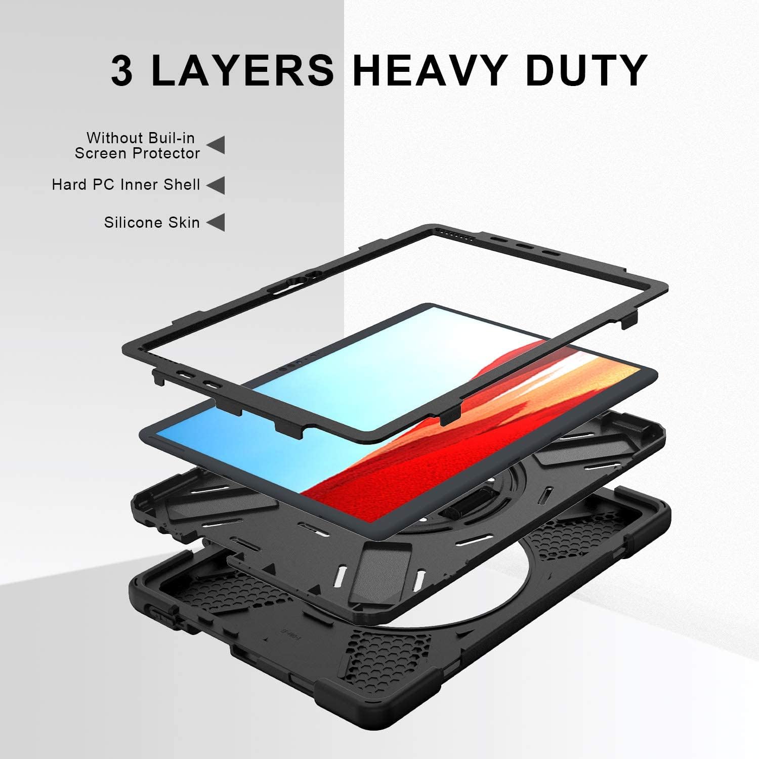Custodia per Microsoft Surface Pro X 2021/2020/2019 - Visualizzazione multipla con cavalletto e cinghia da polso, tracolla per il trasporto, porta pennino, copertura aziendale per Surface Pro