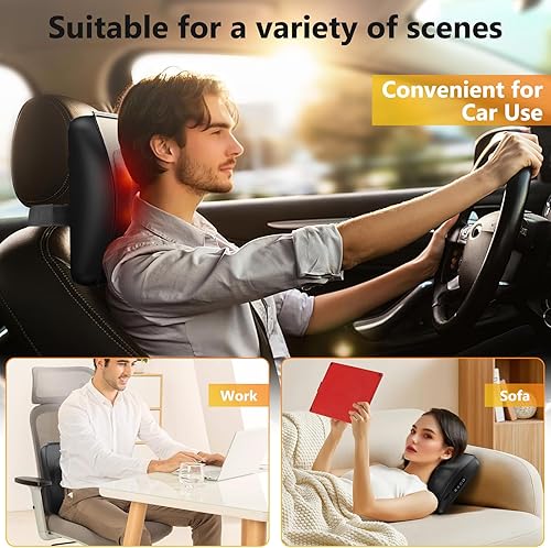 Miniatura 7 de Masajeador de espalda, masajeador de espalda y cuello con calor, masajeador de espalda de tejido profundo Shiatsu, almohada de masaje eléctrica para