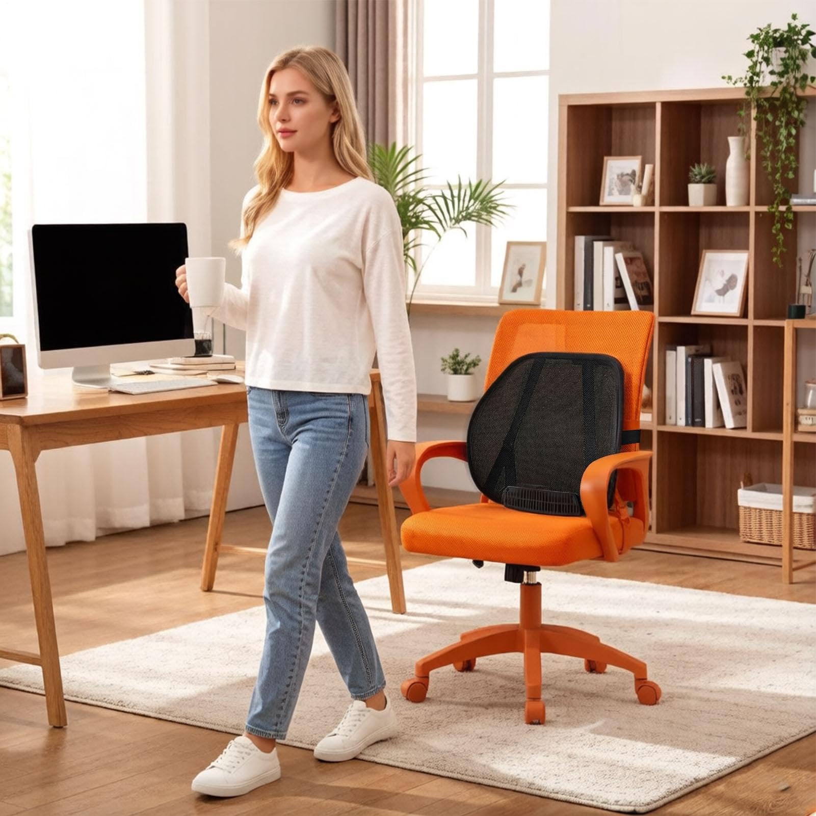 Soporte de espalda para conducir, transpirable, alimentado por USB