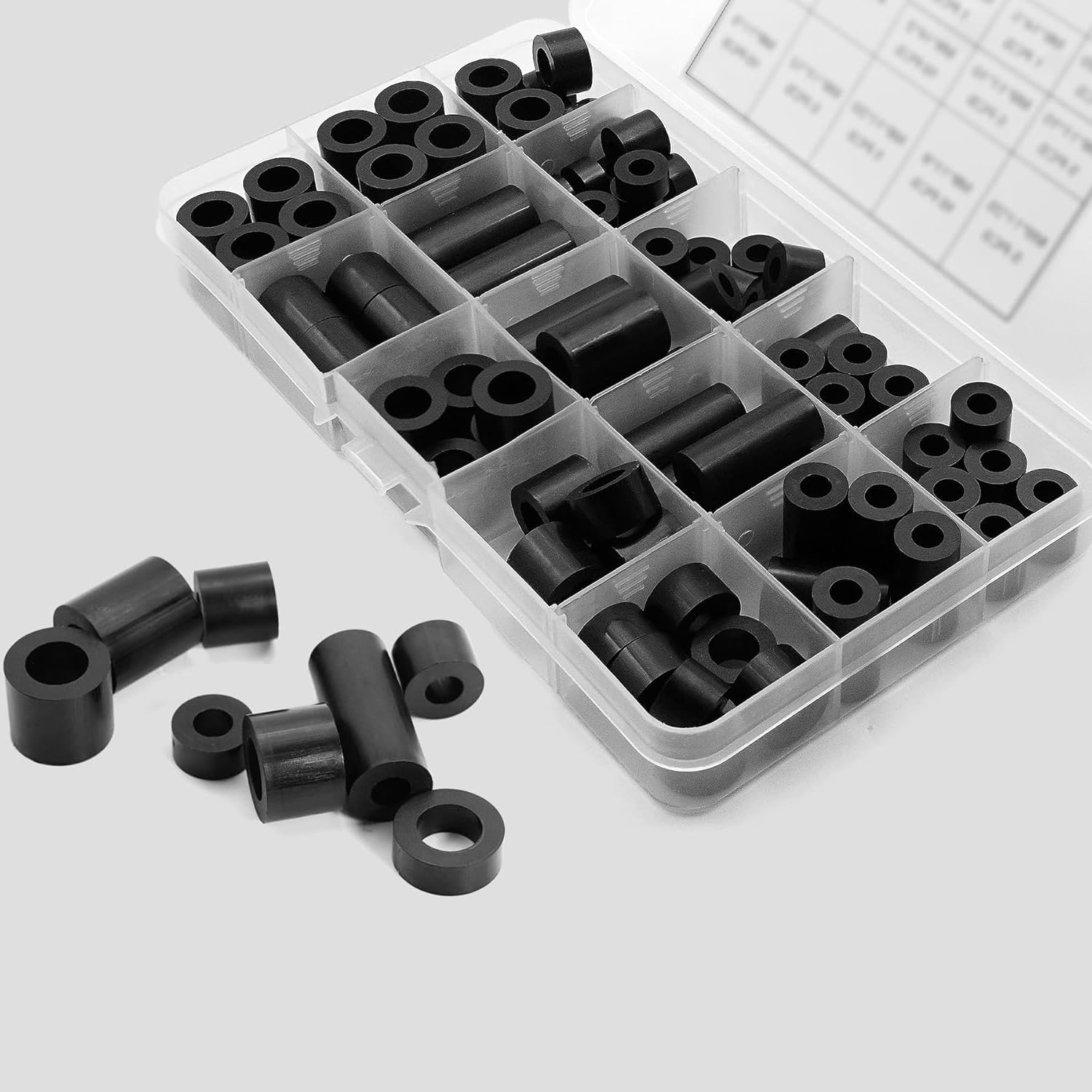 Pack of 90 ABS Spacers, Plastic, Round, Black, Spacer Sleeves M6 M8, Nylon Spacer Wall & Screws, Non-Threaded Column Spacers - Image 2