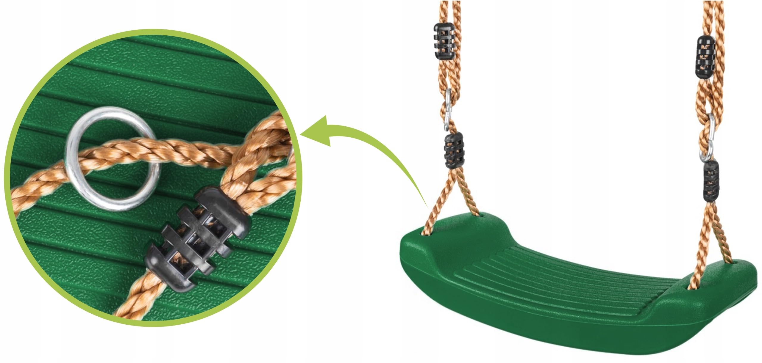 KRUMAD Altalena per bambini, per interni ed esterni, ergonomica, corde regolabili in altezza da 115 a 190 cm, portata fino a 35 kg, resistente alle intemperie, per bambini (verde scuro)