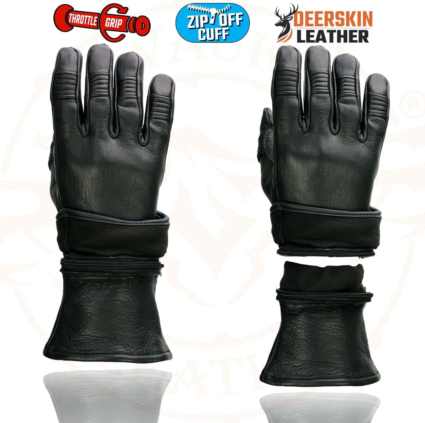Milwaukee Leather SH870 Women's USA Deerskin Black Leather Gauntlet Winter Gloves w/Gel Palm