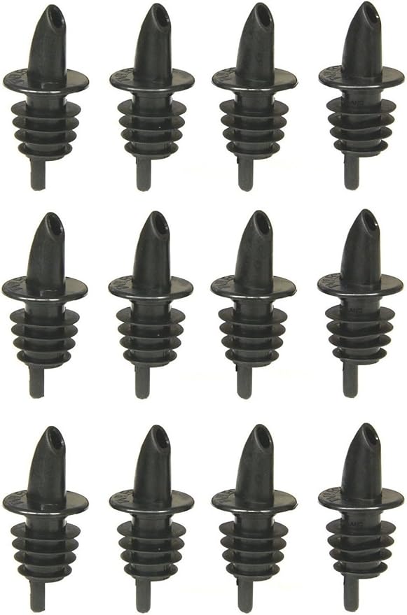 Tablecraft Free Flow Pourers, 2.5 x 1.25 Inch, 12 Count, Black