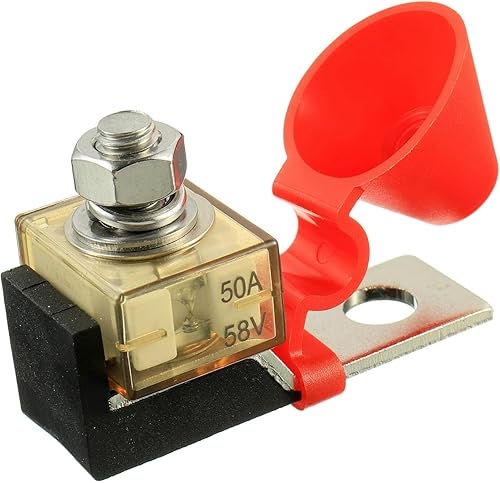 50 AMP MRBF Bloque de terminales Portafusibles Solo Stud 516" (M8) Fusible de batería clasificado compacto 50A