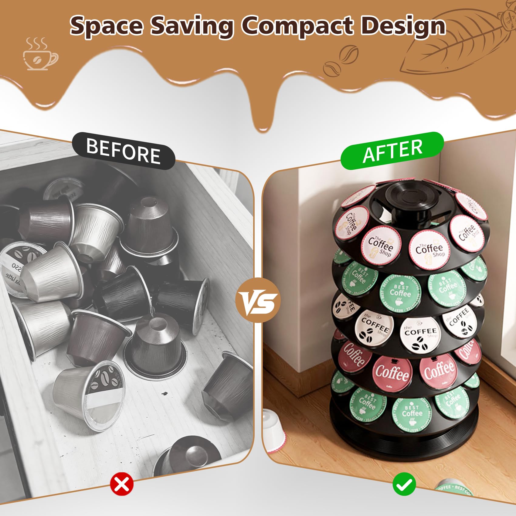 Soporte de carrusel de cápsulas de café para Dolce Gusto, organizador de almacenamiento de cápsulas de café con capacidad para 40 cápsulas, carrusel giratorio de 360 grados, nuevo diseño