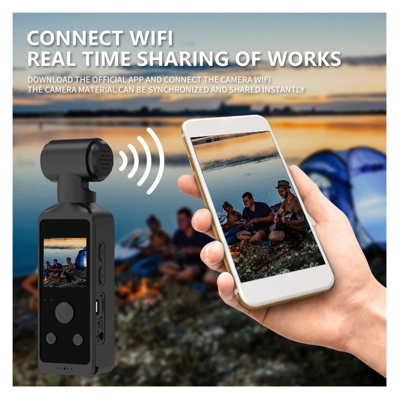 Videocamera tascabile 4K Ultra HD Girevole a 270° Vlog Wifi Mini Cam sportiva Custodia impermeabile Casco da viaggio Registratore for conducente di bicicletta