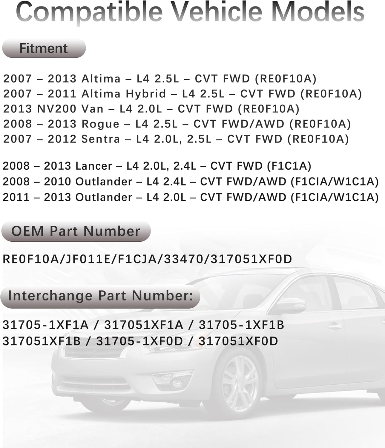 RE0F10A JF011E CVT Valve Body 1 Sensor w Stepper Motor Compatible with Nissan Altima Murano Rogue Sentra Jeep Mitsubishi outlander 2007-up
