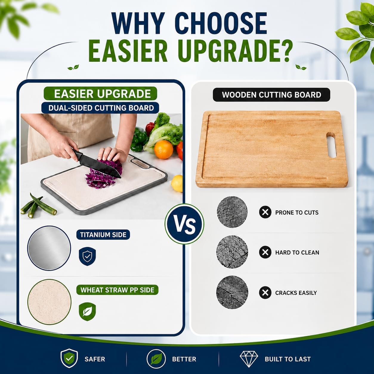 Titanium Cutting Board for Kitchen, 18" x 12" Double-Sided Chopping Board