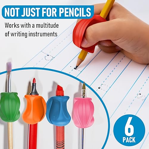 Miniatura 5 de The Pencil Grip Agarres para Lápices, The Crossover Grip, Ayuda Ergonómica de Escritura Para Diestros y Zurdos, Agarres de Lápices Coloridos
