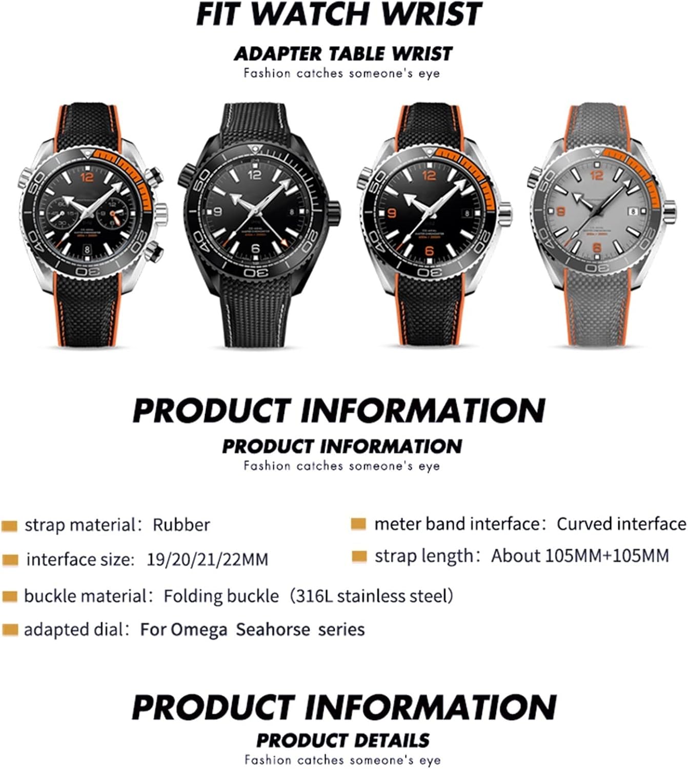 [UMCNVV] ラバーナイロンレザーウォッチバンド20mm 22mm 19 21mmオメガシーマスターにフィット GMTPlane