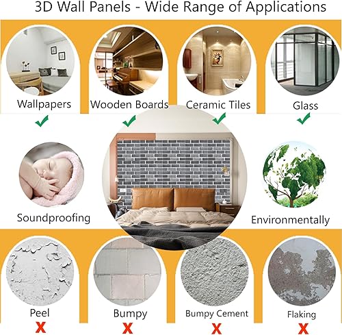 Miniatura 8 de Veczom Panel de pared 3D, panel de pared de PVC para decoración de pared interior, paquete de 10 paneles de pared 3D para sala de estar, baño,