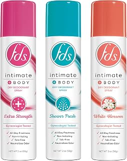 FDS Feminine Intimate Deodorant Spray Variety Pack: All-Day Odor Protection, pH-Balanced, Talc-Free, Gynecologist Tested, 3x2oz Fresh Scents