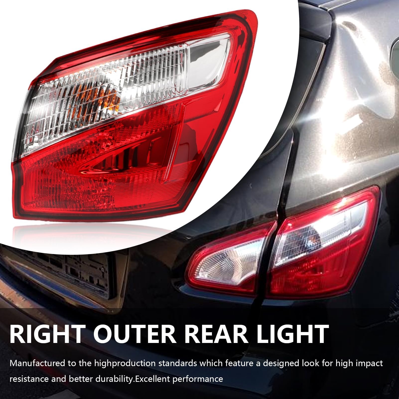Fanale posteriore Destro per Qashqai J10 SUV 2010-2014 Gruppo Fanali Posteriore per Qashqai 5 e 7 posti Luci Posteriore 26555BR00A ULT115003 Gruppo Faro Posteriore