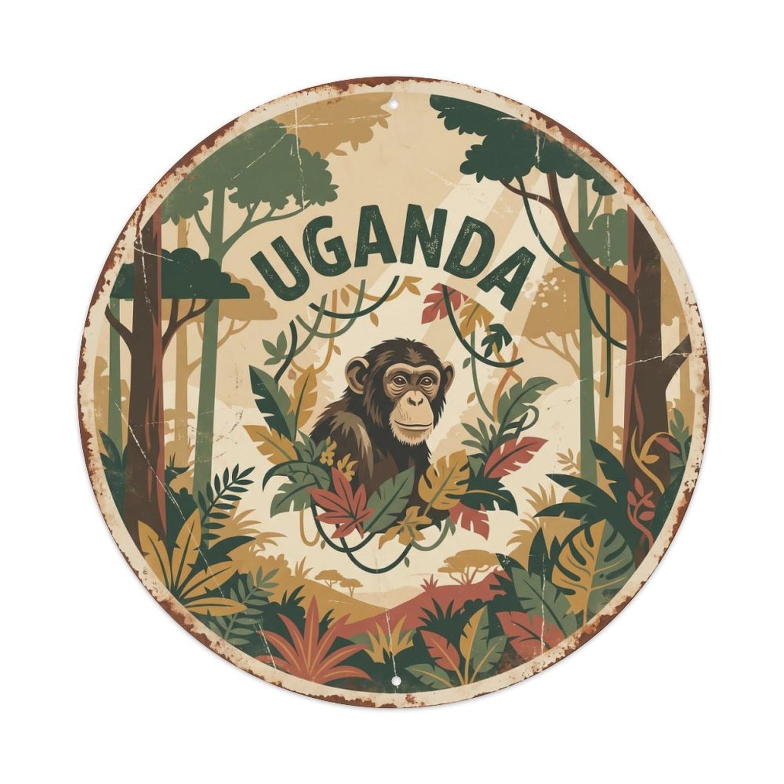 Uganda Chimpanzee Forest Canopy Metal Tin Sign