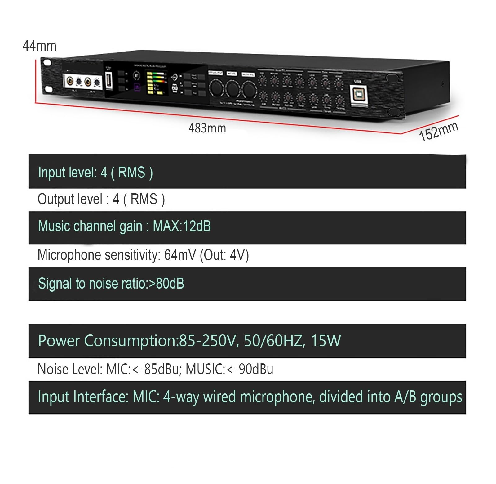 Procesador De Audio Preefector KTV, De Sonido, Procesador De Efectos Digitales For Cantar En Karaoke Y Bodas