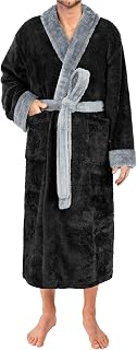 Mens Soft Robe, Plush Fluffy Fleece Bathrobe Men, Long Sherpa Shaggy Spa Robe