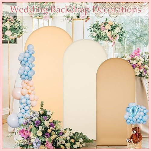 Miniatura 5 de Gisafai Juego de 6 soportes de arco de metal y cubierta de fondo de arco de 4 pies5 pies6 pies, marco de arco de boda, soporte de telón de fondo