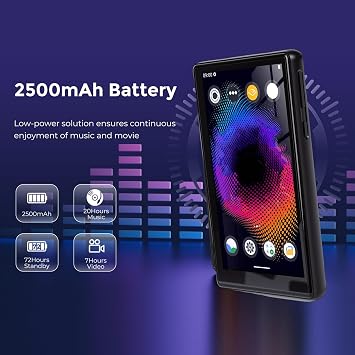Luqeeg 5 HD Full Touch Screen MP3 Player with Bluetooth and WiFi, HiFi Music MP3 4 Player, 128GB Memory, Perfect for Students, Seniors, Friends, Up to 256GB Black