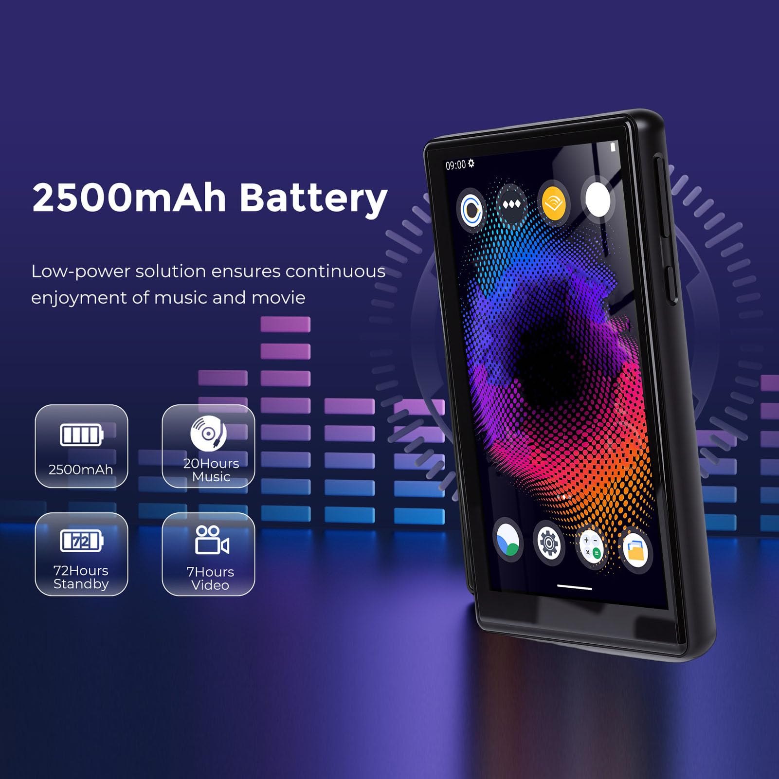 Naroote Reproductor MP3 de 128 GB, Reproductor MP4 MP5 Bluetooth WiFi, Multimedia con Pantalla Táctil de 5,0 Pulgadas con Chip MTK MT6762, Sonido HiFi sin Pérdidas, Auriculares Incluidos, Ideal para
